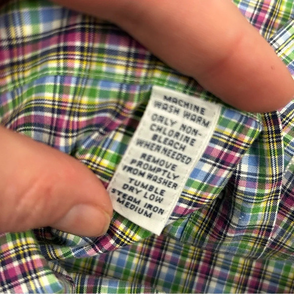 Ralph Lauren Regent Custom Fit Mens 15 Navy Pink Green Plaid Button Do… - Picture 5 of 5